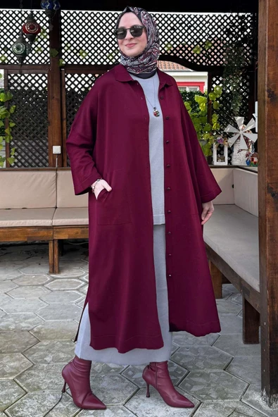 Panço Triko Hırka Bordo - 3