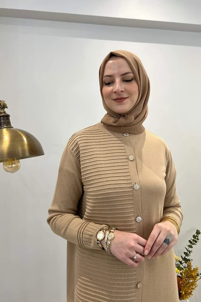 Manolya Bej Triko Hırka - 5
