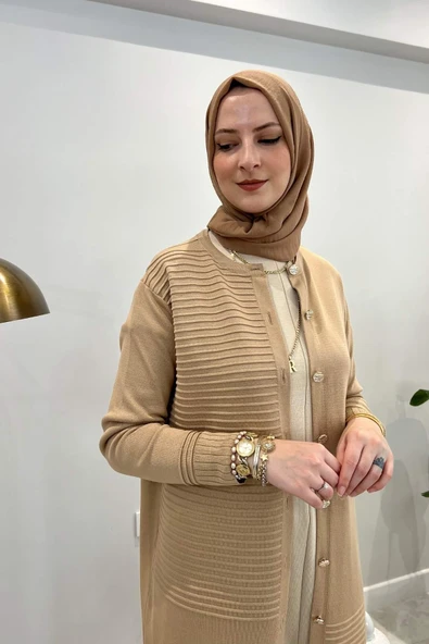 Manolya Bej Triko Hırka - 7