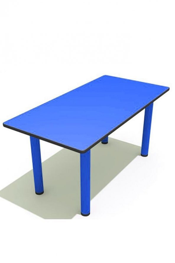 Metal Ayaklı Çocuk odası Anaokulu Kreş Eğitici Zeka Geliştiren Montessori Mavi Dikdörtgen Masa 60x120 - 2