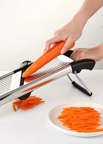 5 Ayarlı Sebze Dilimleyici Paslanmaz Sebze Kesici Ayarlanabilir Patates Soğan Rendesi Mandolin Rende - Resim 6