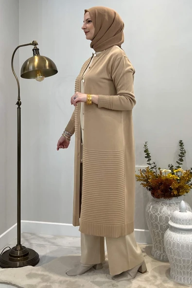 Manolya Bej Triko Hırka - 3
