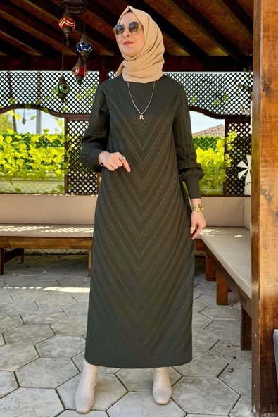 Yağmur Triko Elbise Haki