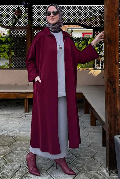 Panço Triko Hırka Bordo - 8