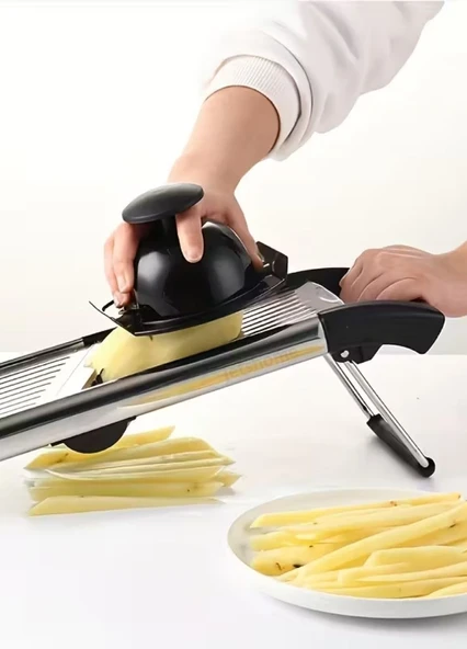 5 Ayarlı Sebze Dilimleyici Paslanmaz Sebze Kesici Ayarlanabilir Patates Soğan Rendesi Mandolin Rende - Resim 5