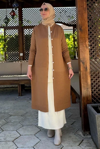 Manolya Camel Triko Hırka - 8