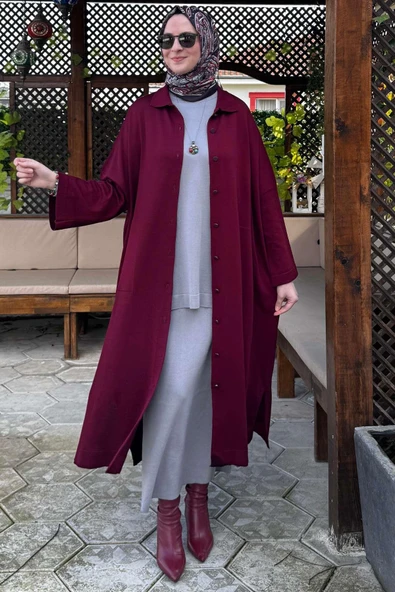 Panço Triko Hırka Bordo - 4