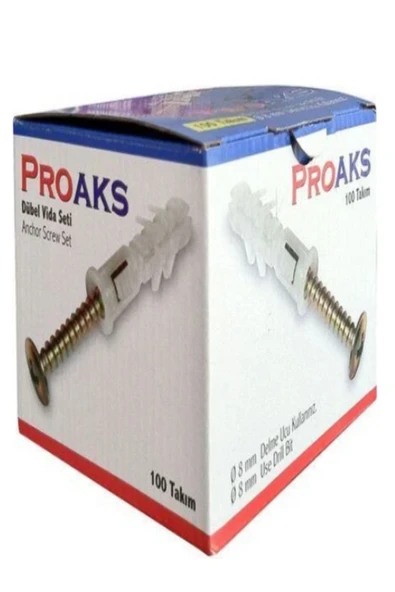 PUL BAŞLI VİDA+8MM DÜBEL SETİ (100 ADET) 5 PAKET