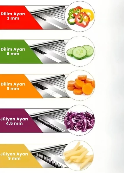 5 Ayarlı Sebze Dilimleyici Paslanmaz Sebze Kesici Ayarlanabilir Patates Soğan Rendesi Mandolin Rende - Resim 4