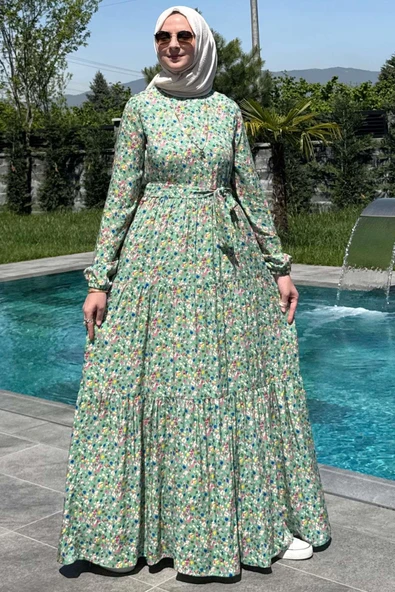 Hale Elbise Yeşil - Resim 3