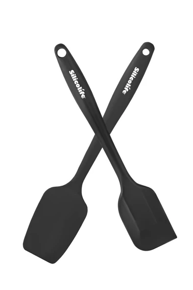 Silicolife Büyük Spatula Seti, Isıya Dayanıklı Yanmaz Yapışmaz Silikon Büyük Spatula ve Kaşık Spatula 2’li Set - 3