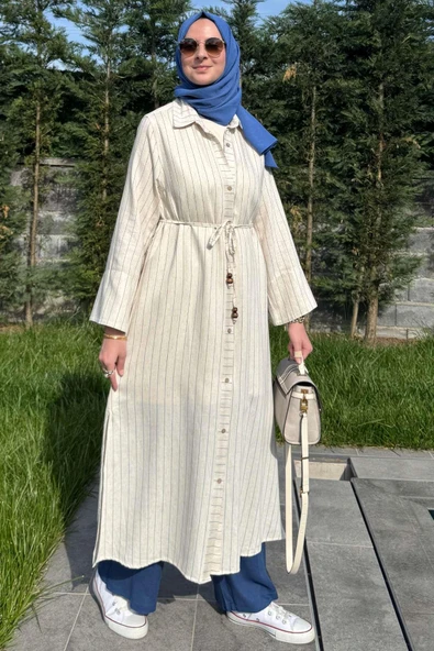 Çizgili Natural Kap İndigo - 6