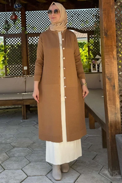 Manolya Camel Triko Hırka - 2