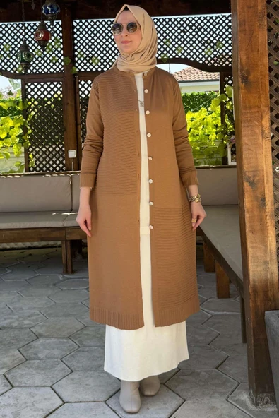 Manolya Camel Triko Hırka - 4