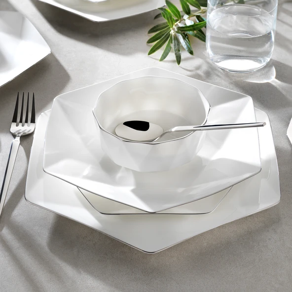 Schafer Superfine Bone Star Yemek Takımı 56 Parça-Platin - 3