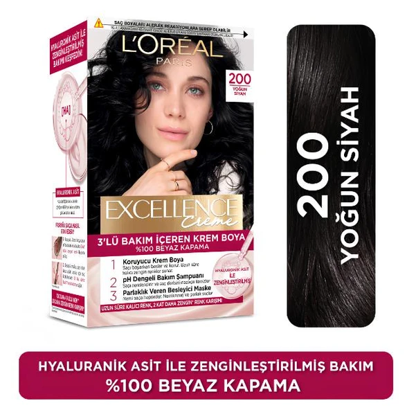 L'Oréal Paris Excellence Creme Saç Boyası 200 Yoğun Siyah