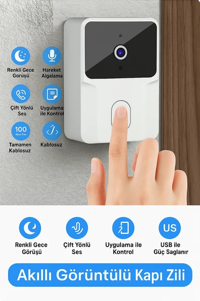 Kablosuz Akılı Görüntü Kameralı Kapı Zili CMR36