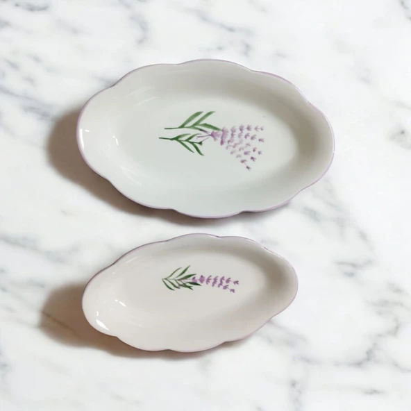 2li El yapımı desenli servis tabağı sunum tabağı - 6