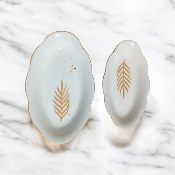 2li El yapımı desenli servis tabağı sunum tabağı - 3