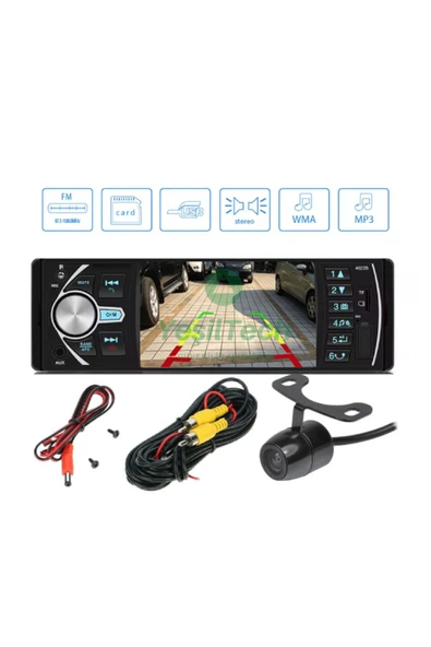 EXVOL Araba Oto Teyp 4.1 Inch Ekranlı Park Kamera Hediyeli Bleutooth Usb'li Aux Sd