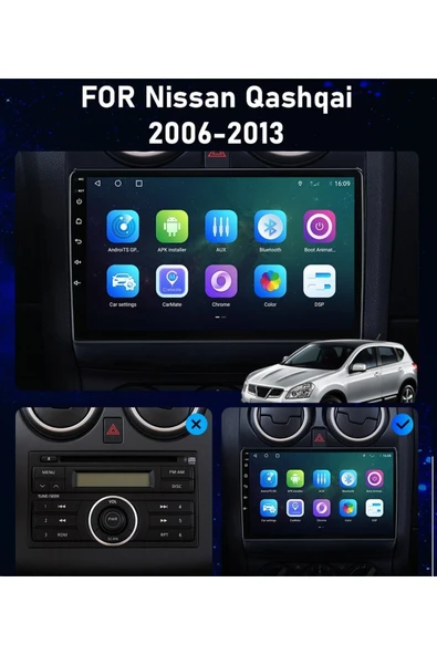 EXVOL Nissan Qashqai 2006-2014 Android Multimedya Carplay 9 Inc Hd Ips Ekran 4gb/64gb Kamera Hediyeli - Resim 4
