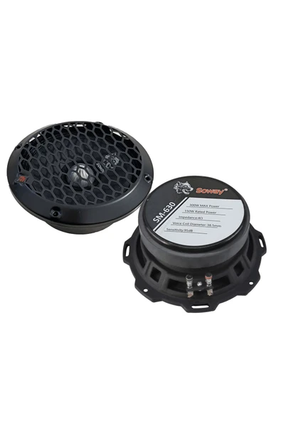 EXVOL SOWAY SM-630 16CM MİDRANGE KURŞUN GÖBEK 300W 150RMS HOPARLÖR KAPAKLI (2ADET) - 1