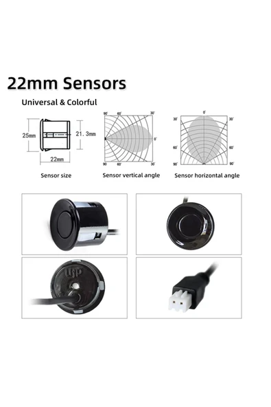EXVOL kıngwınn ARAÇ PARK SENSÖRÜ DİJİTAL EKRAN+ SES İKAZLI 22 MM 4 GÖZ SU GEÇİRMEZ - 4
