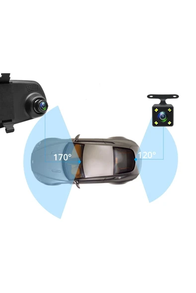EXVOL Araç Içi Park Kameralı Kayıt Kamerası 1080p Hddikiz Aynalı 4.3 Inc Ekran - Resim 7