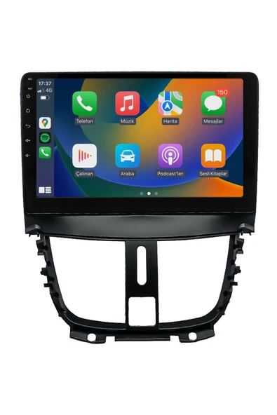 EXVOL Peugeot 207 Android Multimedya Carplay 9 Inc Hd Ips Ekran 4gb/64gb Kamera Hediyeli