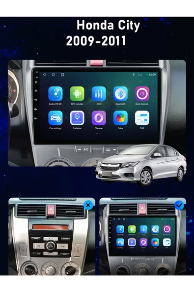 EXVOL HONDA CİTY 2009-2011 ANDROİD MULTİMEDYA CARPLAYLİ 9 İNC HD IPS EKRAN 2GB/32GB KAMERA HEDİYELİ - Resim 3