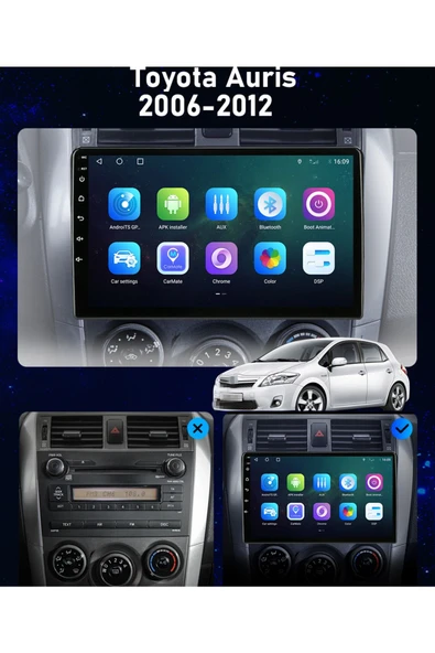 EXVOL TOYOTA AURİS 2006-2012 ANDROİD MULTİMEDYA CARPLAYLİ 9 İNC HD IPS EKRAN 2GB/32GB KAMERA HEDİYELİ - 2