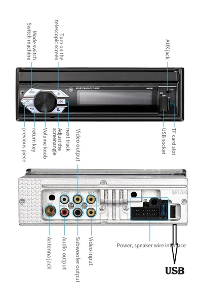 EXVOL İNDASH 7 İNC DOUBLE TEYP DOKUMATİK BLUETOOTH USB-SD-AUX 1080P HD + KAMERA HEDİYELİ - Resim 6