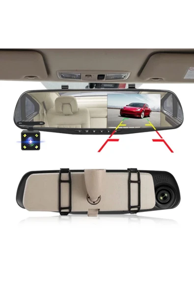 EXVOL Araç Içi Park Kameralı Kayıt Kamerası 1080p Hddikiz Aynalı 4.3 Inc Ekran - Resim 2