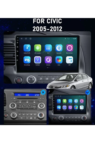 EXVOL Honda Civic Fd6 Android Multimedya 10 Inc Hd Ips Ekran 4gb/64gb Kamera Hediyeli - Resim 4