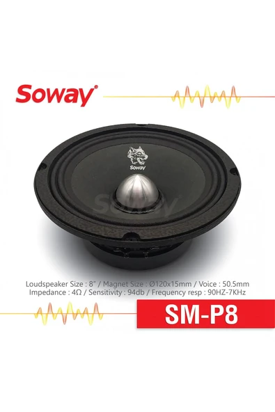 EXVOL SOWAY SM-P8 20CM MİDRANGE KURŞUN GÖBEK 400W 180RMS HOPARLÖR (2ADET) - 7