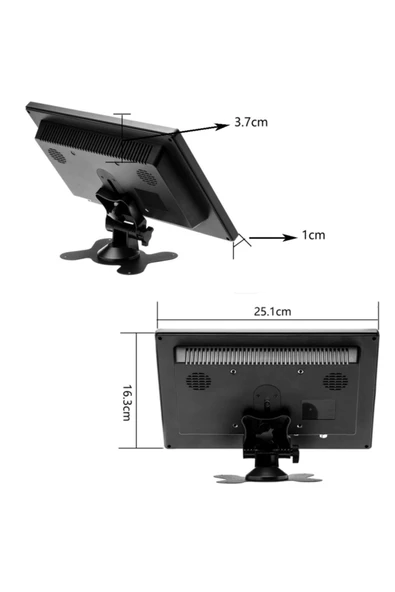 EXVOL 10 Inc Monitör Hdmı Usb Vga Av Destekli Araç Içi Çok Kullanımlı - 4