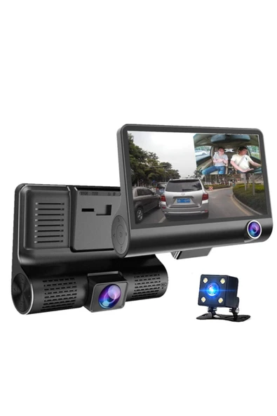 EXVOL Araç Içi Kamerası 3 Kameralı 1080p Hd 4.1 Inc Ekranlı Araç Iç Yol Park Kamerası - Resim 3