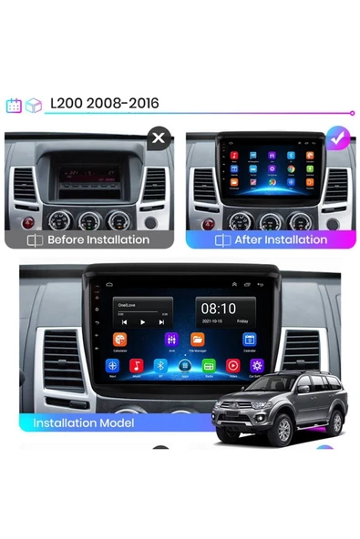 EXVOL Mitsubishi L200 2008-2016 Android Multimedya Carplay 9 Inc Hd Ips Ekran 4gb/64gb Kamera Hediyeli - Resim 7