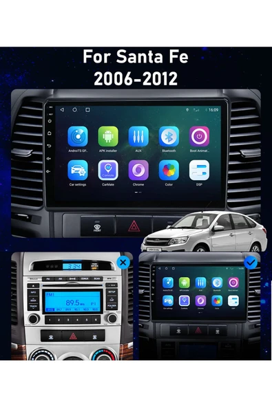 EXVOL Hyundai Santa Fe 2006-2012 Android Multimedya Carplay 9 Inc Hd Ips Ekran 2/32gb Kamera Hediyeli - Resim 2