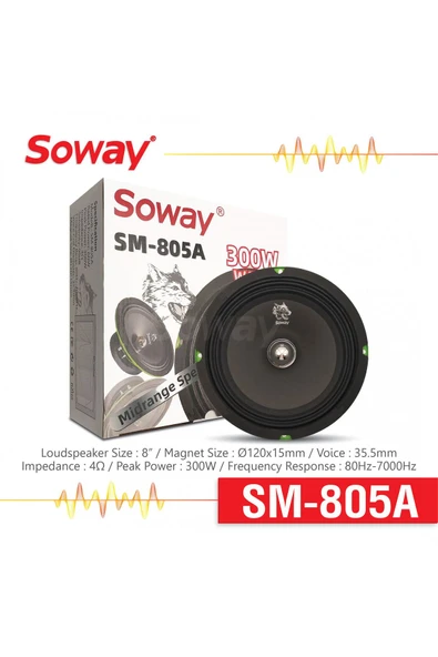 EXVOL SOWAY SM-805A 20CM MİDRANGE KURŞUN GÖBEK 300W 60RMS HOPARLÖR (2ADET)