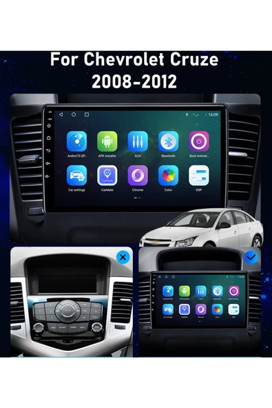 EXVOL Chevrolet Cruze 2008 2012 Android Multimedya Carplay 9 Inc Hd Ips Ekran 2gb/32gb Kamera Hediyeli - Resim 4
