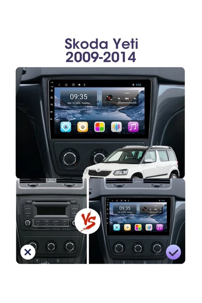 EXVOL Skoda Yeti Uyumlu Android 12 Multimedya 2gb/32gb 10 Inc Hd Ips Ekran Park Kamerası Hediyeli - Resim 3