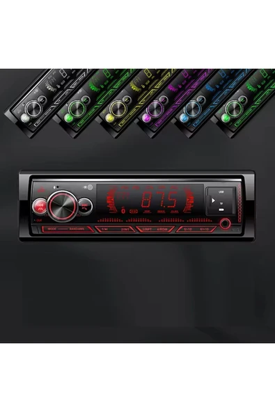 EXVOL EXW-22  YENİ MODEL ARABA OTO TEYP BLUETOOTH ÇİFT USB GİRİŞLİ 7 RENK DEGİŞEN SD-AUX ÇİFT AMFİ ÇIKIŞI - 4
