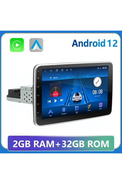 EXVOL ANDROİD MULTİMEDYA 10,1 İNC 360° DÖNEN CARPLAY 2GB/32GB ÜNİVERSAL HD IPS EKRAN KAMERA HEDİYE ürün görseli