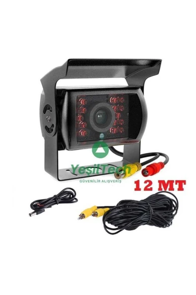 EXVOL Audiomax Otobüs Tır Kamyon'lara Uygun 18ır Ledli Geri Görüş Kamera 12metre Kablo Metal Kasa