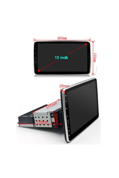 EXVOL ANDROİD MULTİMEDYA 10,1 İNC 360° DÖNEN CARPLAY 2GB/32GB ÜNİVERSAL HD IPS EKRAN KAMERA HEDİYE - Resim 4
