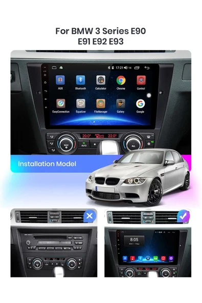 EXVOL Bmw 3 Serisi E90 E91 E92 E93 Multimedya Carplay 9 Inc Hd Ips Ekran 2/32gb Kamera Hediyeli - Resim 4
