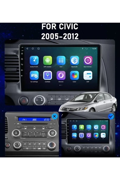 EXVOL Honda Civic Fd6 Android Multimedya 10 Inc Hd Ips Ekran 2gb/32gb Carplayli Kamera Hediyeli - 4