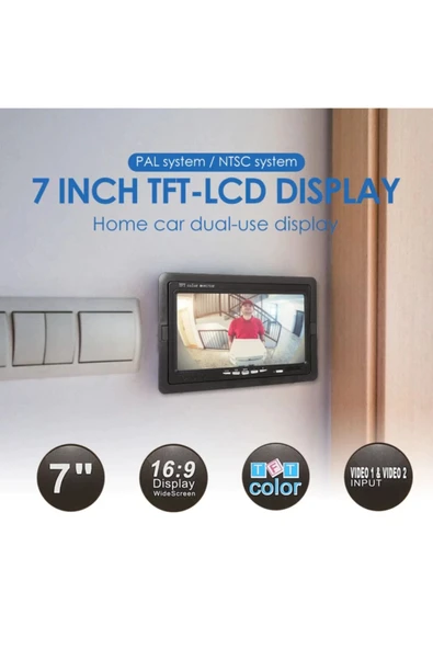 EXVOL 7 Inc Hd Araç Içi Monitör Park Kamerası Hediyeli Mesafe Çizgili 2 Kanal Girişli - 7