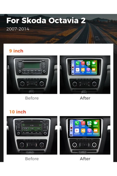 EXVOL SKODA OCTAVİA ANDROİD MULTİMEDYA 2008-2012 CARPLAY 4GB-64GB 10 İNC HD IPS KAMERA HEDİYELİ - Resim 4